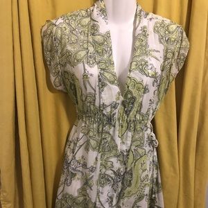 Gorgeous Silk Blend Green & White Paisley Dress